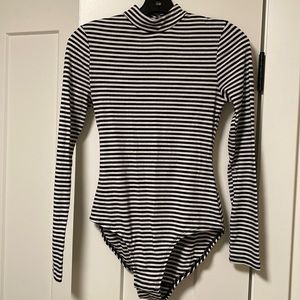 Target striped mock turtleneck body suit